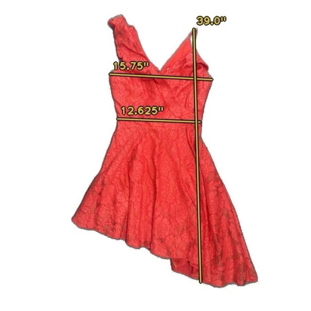 Keepsake Radar Ruffle Asymmetric Cocktail Burnout Mini Dress Red Womens Medium - Picture 8 of 11